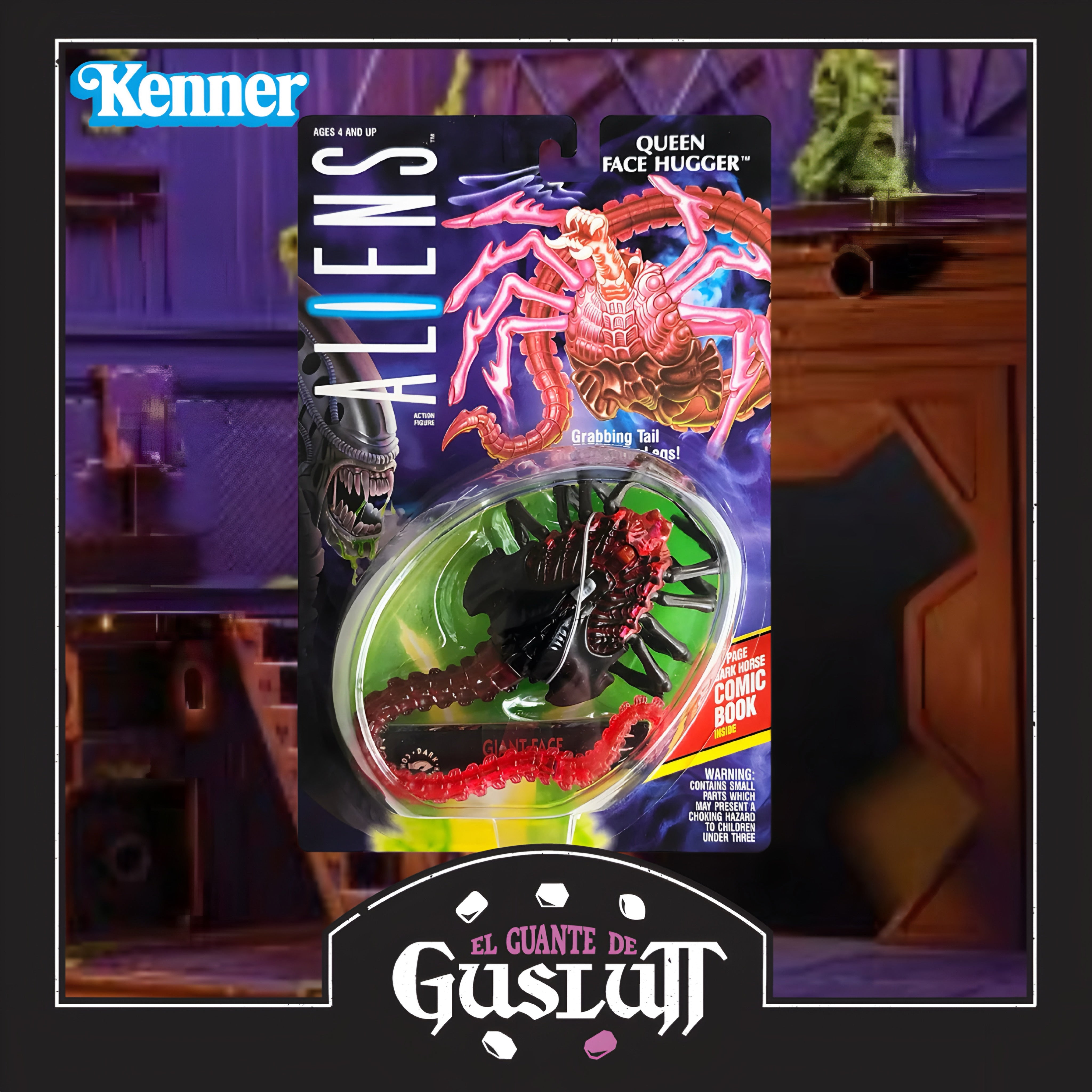 Figura Retro Kenner Alien Queen Facehugger con acción de ataque