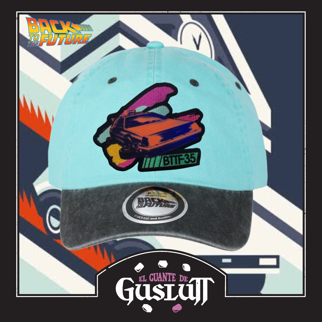 Gorra Back to the Future Delorean Edición 35 Aniversario Menta/Gris Tipo Deslavada