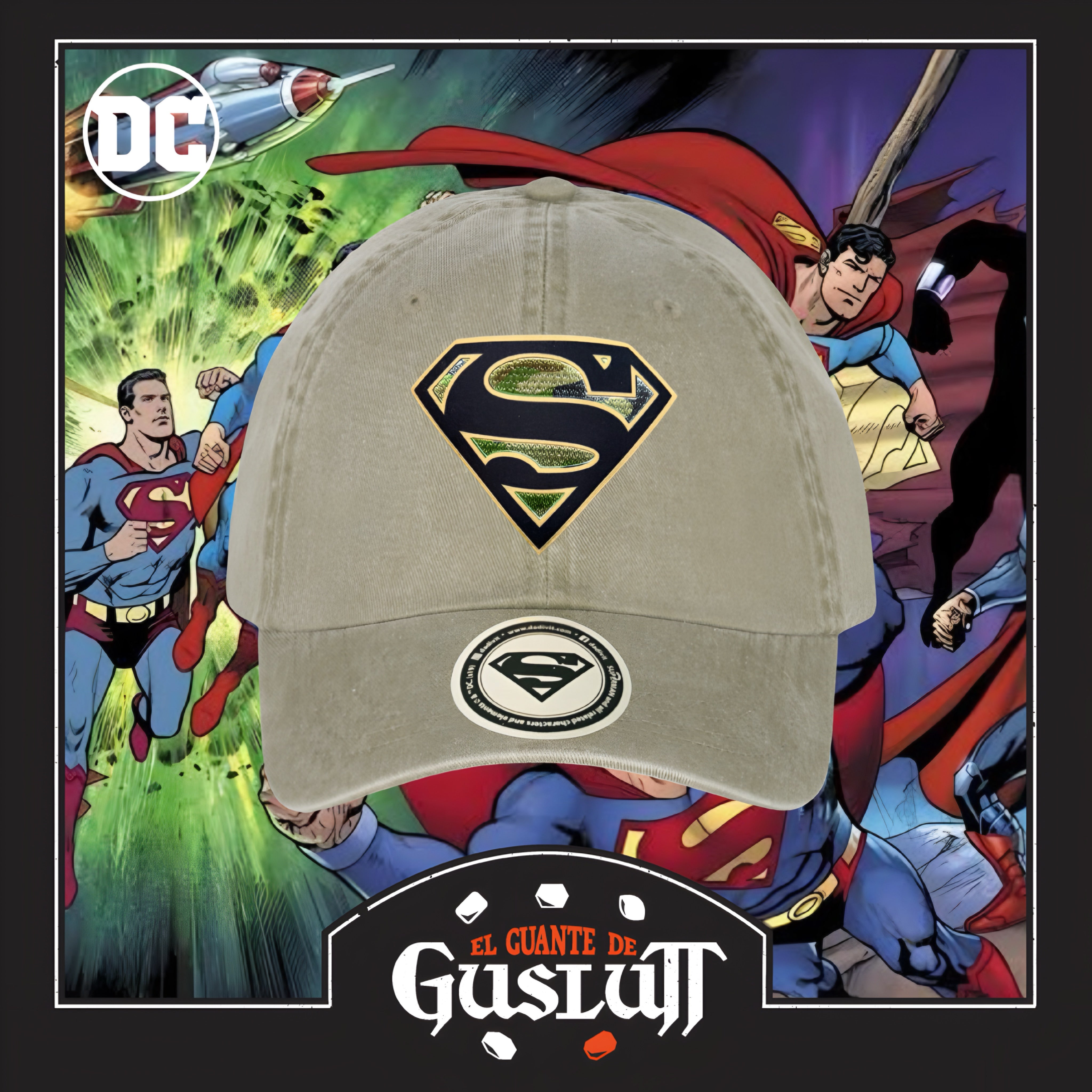 Gorra DC Comics Superman Logo Camp Beige Tipo Deslavada