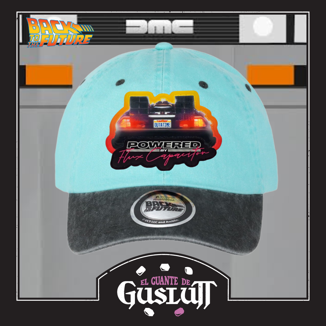 Gorra Back to the Future Delorean Impulsado por Condensador de Flujo Menta/Gris Tipo Deslavada