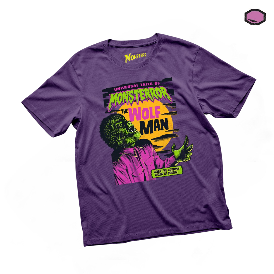 Playera Universal Monsters The Wolf Man Morada