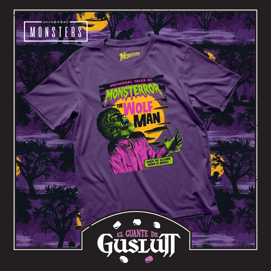 Playera Universal Monsters The Wolf Man Morada