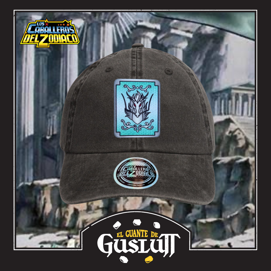 Gorra Los Caballeros del Zodiaco Caja de Pandora Dragón Shiryu Gris Tipo Deslavada