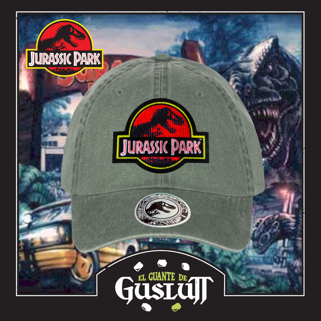 Gorra Jurassic Park Logo Clásico Rojo Tipo Deslavada