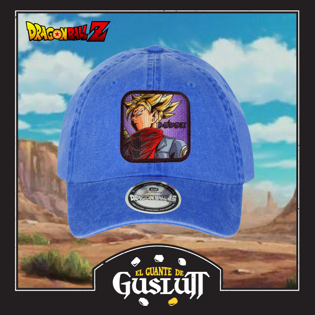 Gorra Dragon Ball Z Trunks del Futuro Azul Royal Tipo Deslavada