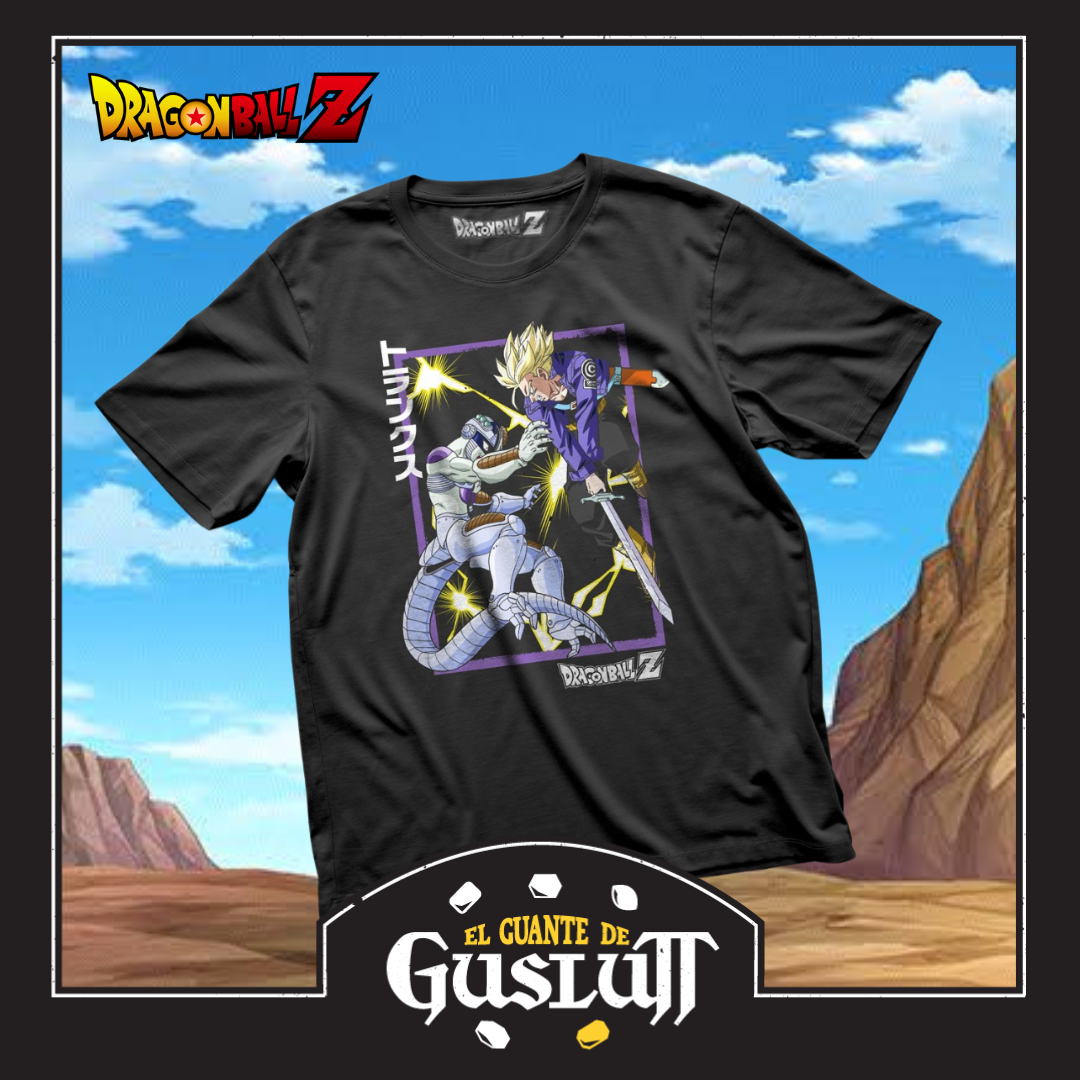 Playera Dragon Ball Z Trunks vs Freezer Negra