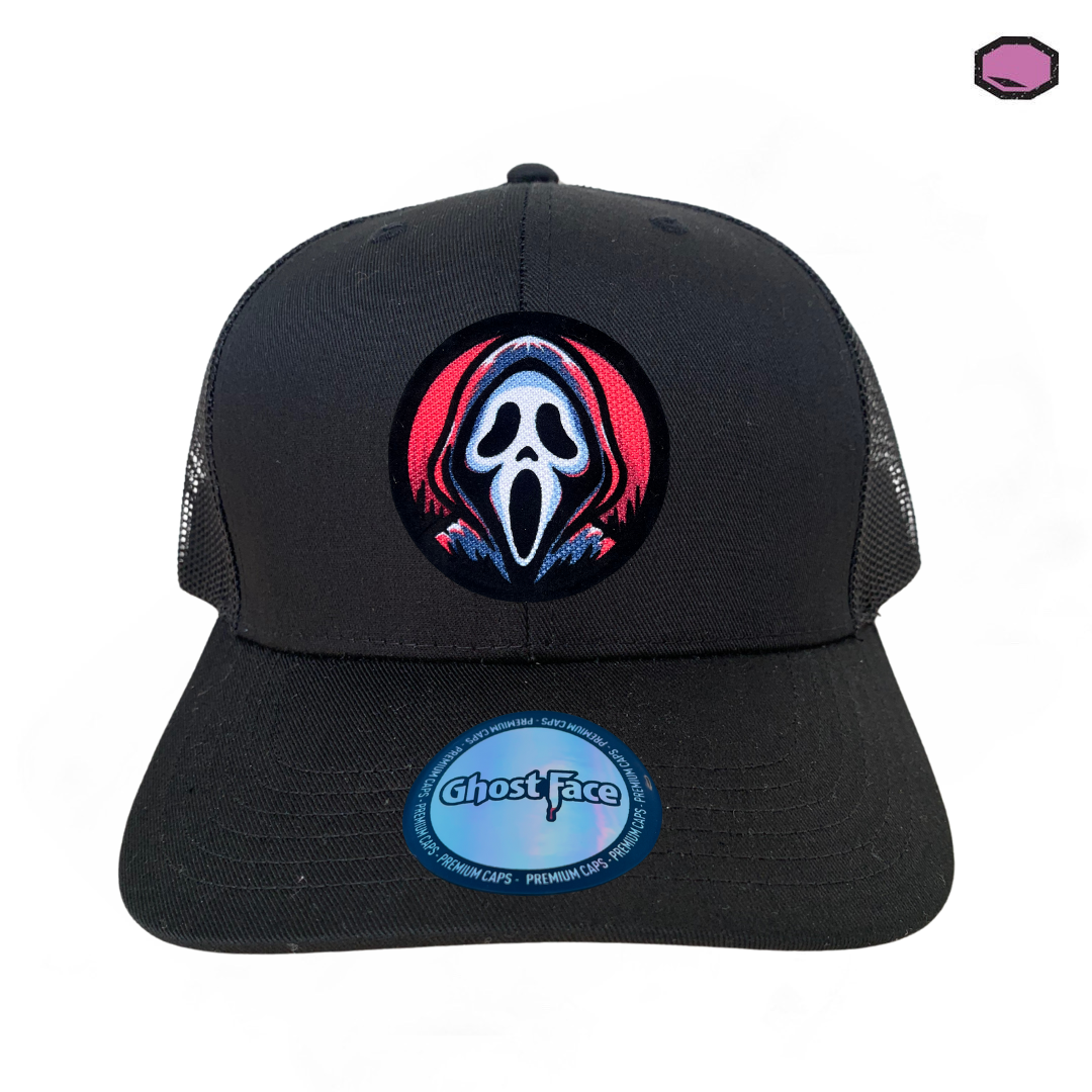 Gorra Scream Chibi Ghostface Negra Tipo Trucker Premium