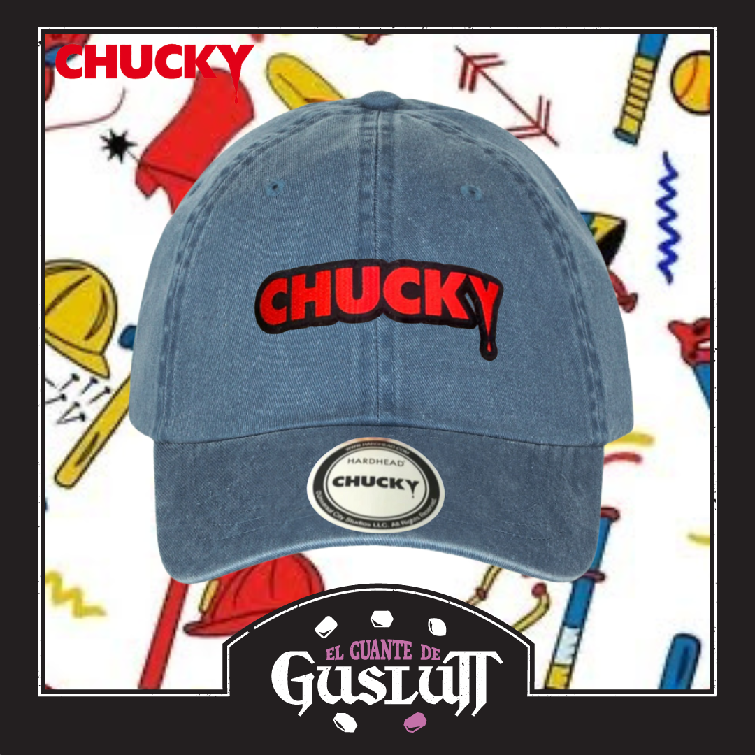 Gorra Chucky Logo Clásico Azul Tipo Deslavada