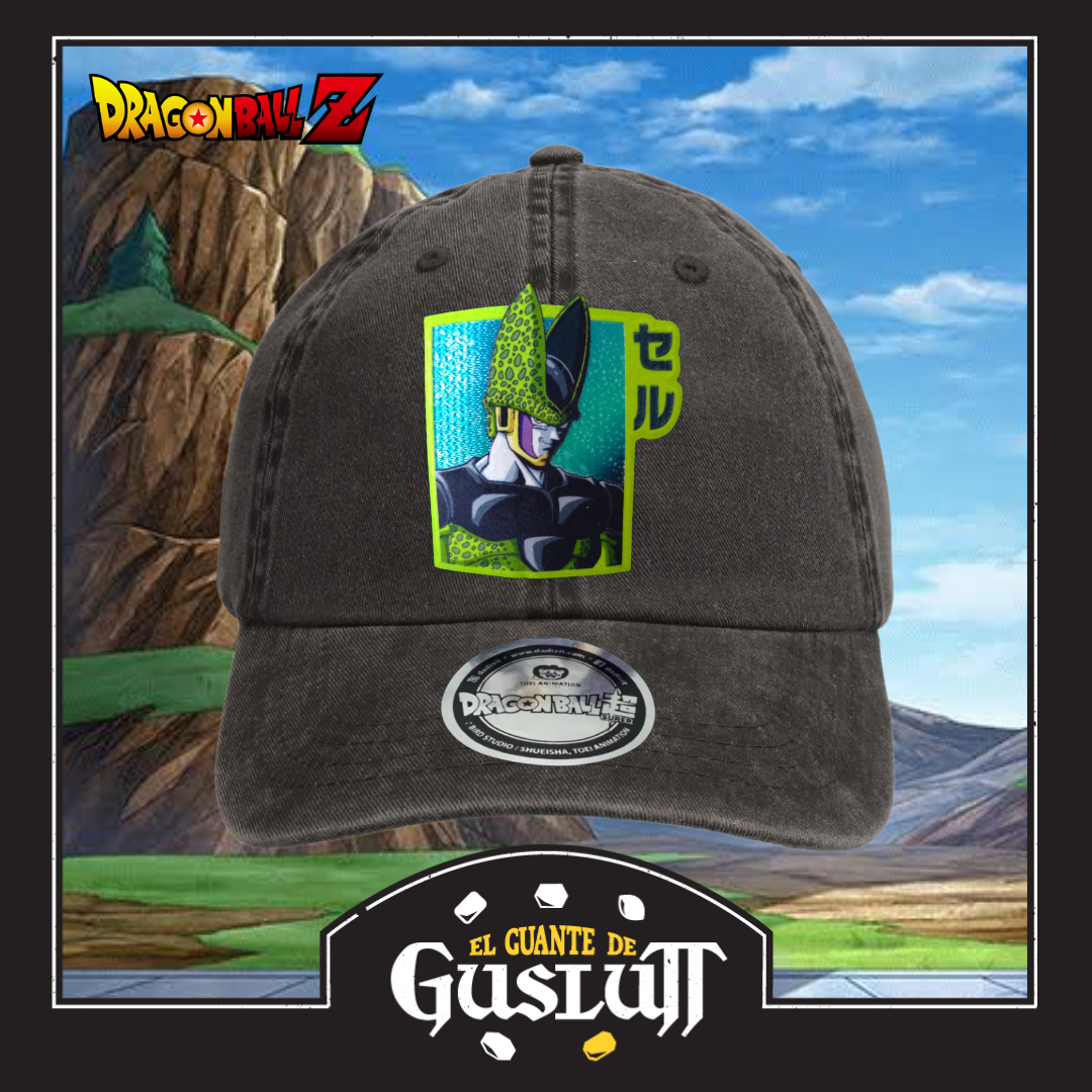 Gorra Dragon Ball Z Cell Perfecto Gris Tipo Deslavada