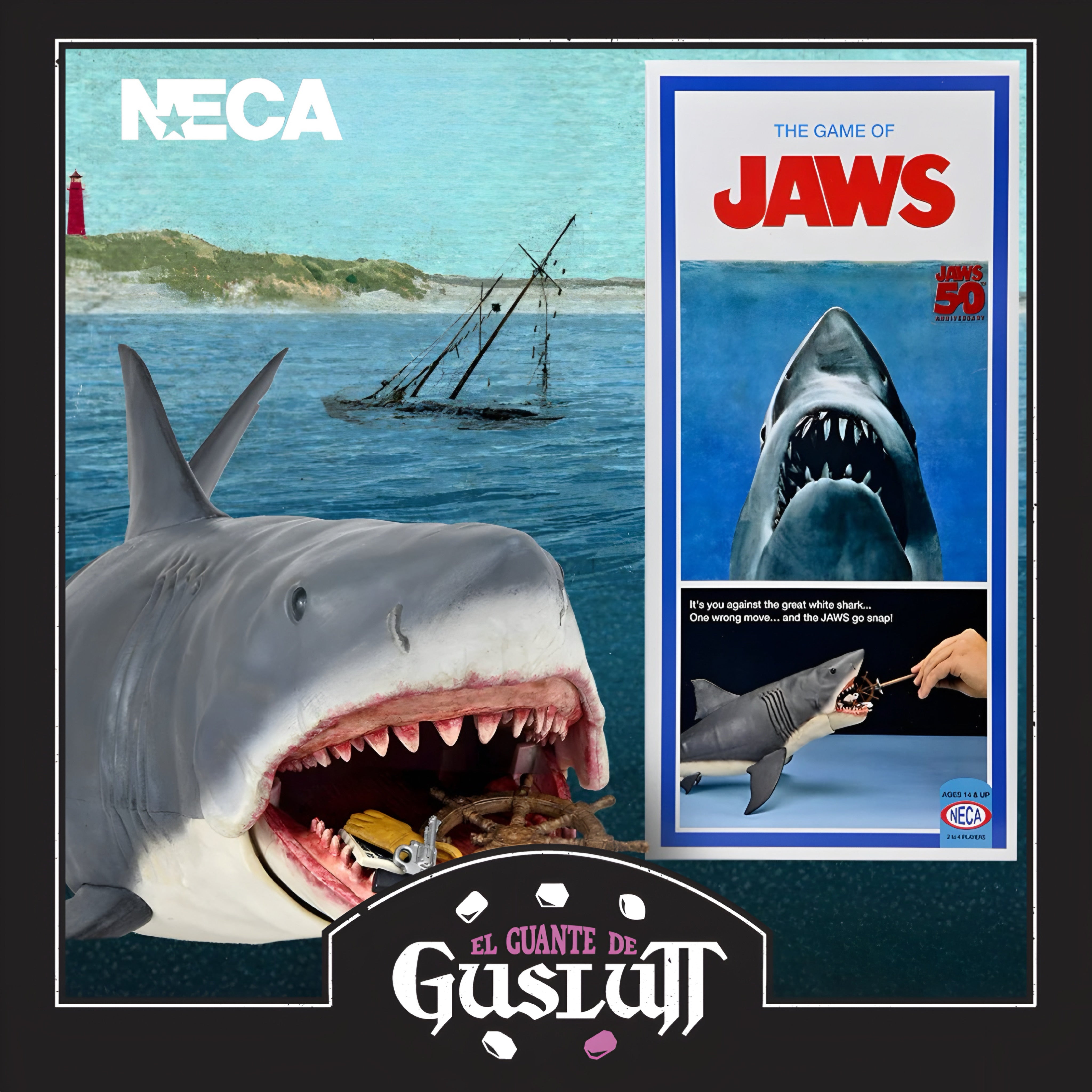 Set de Figura y Accesorios NECA The Game of Jaws Edición 50 Aniversario