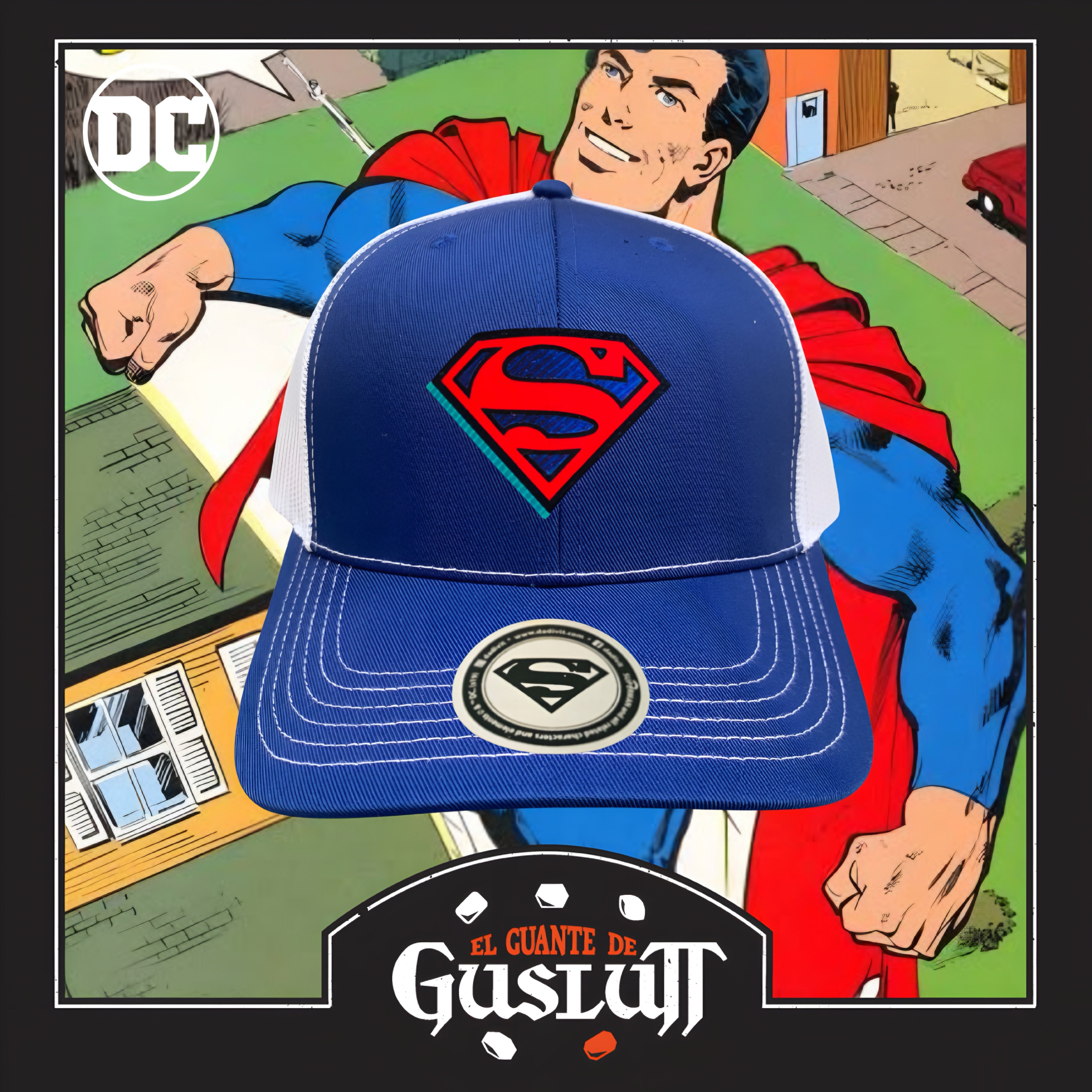 Gorra DC Comics Superman The Man of Steel Azul/Blanca Tipo Trucker Premium