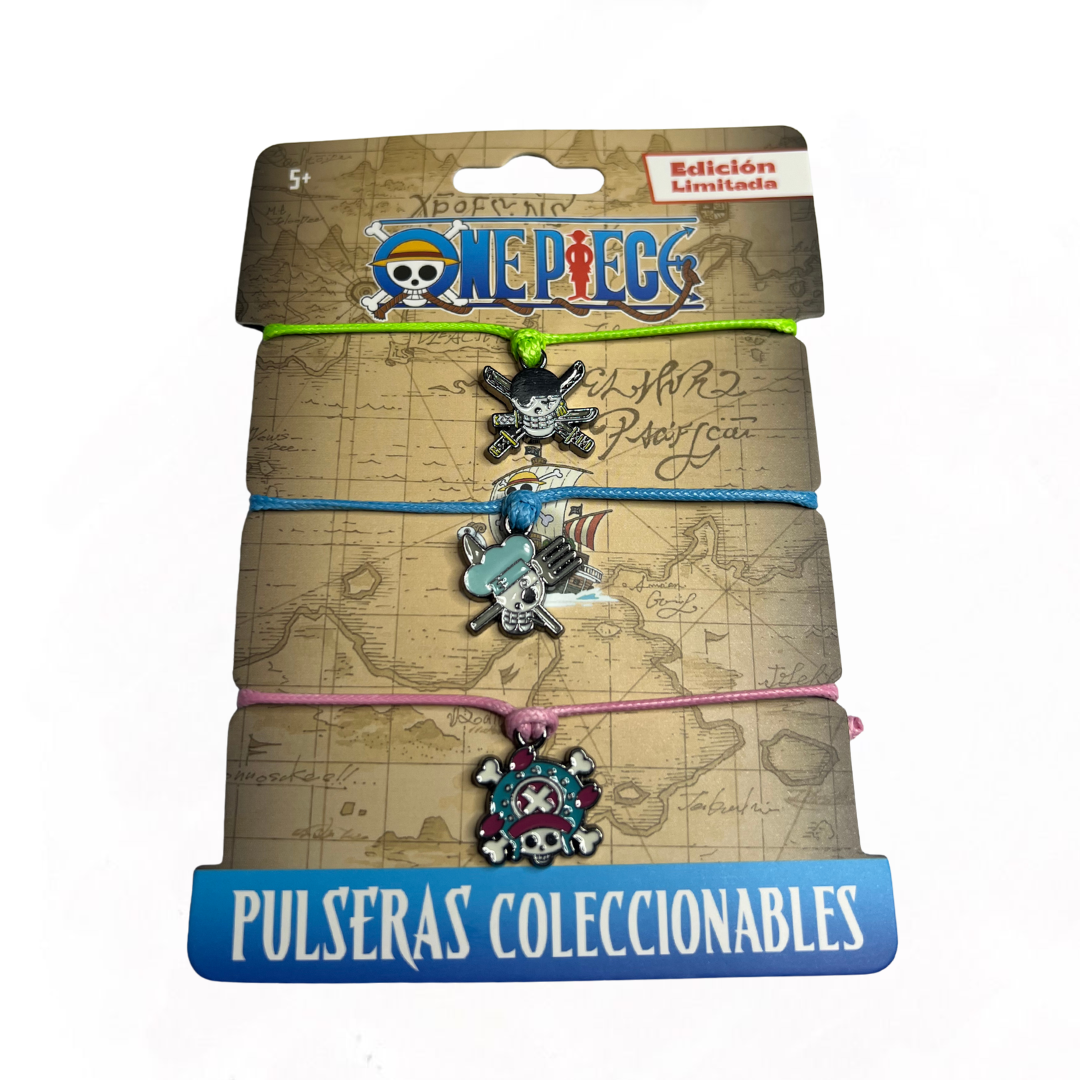 Set de Pulseras One Piece Roronoa Zoro, Sanji y Tony Tony Chopper Edición Limitada