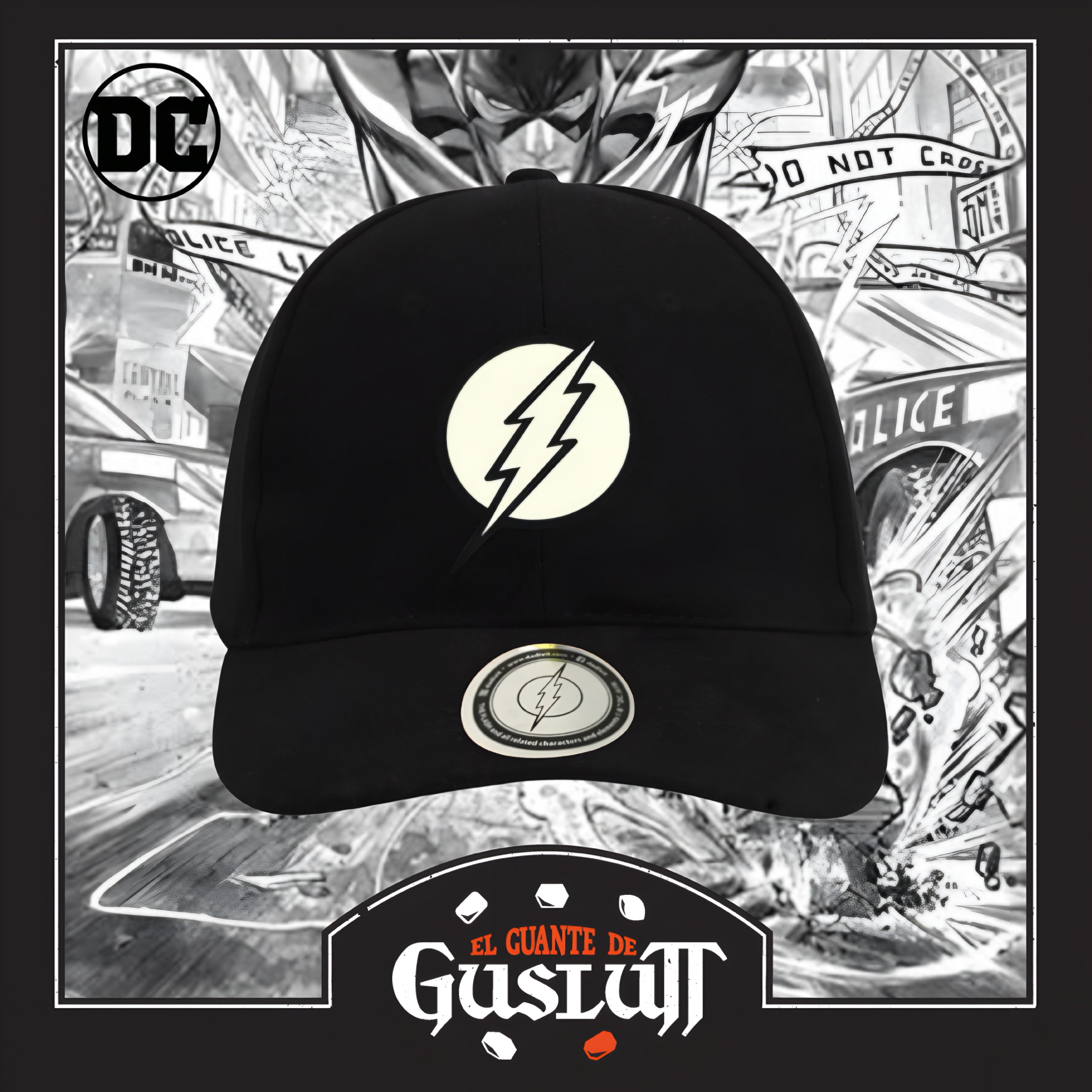 Gorra DC Comics Flash Logo con efecto de brillo en la oscuridad Negra