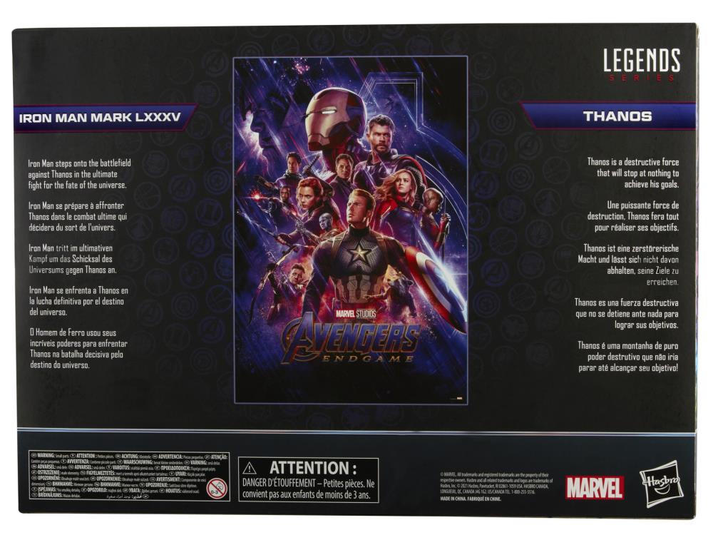 Set de Figuras Marvel Legends Infinity Saga Iron Man Mark 85 vs Thanos Escala 6 Pulgadas