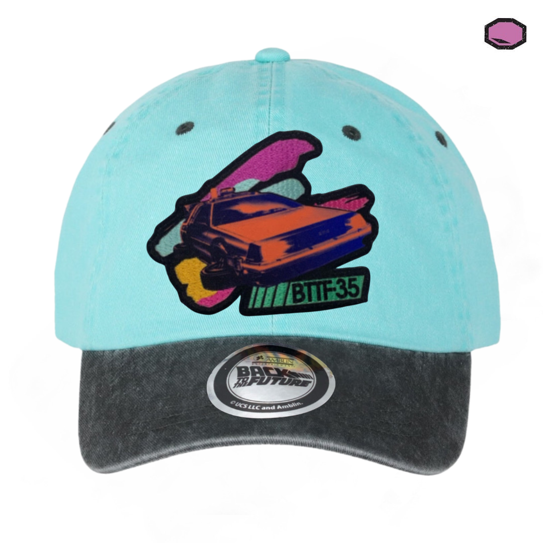 Gorra Back to the Future Delorean Edición 35 Aniversario Menta/Gris Tipo Deslavada