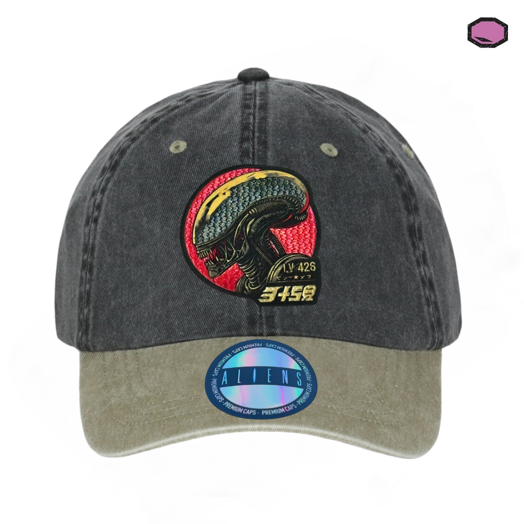 Gorra Aliens Xenomorph Drone Gris/Beige Tipo Deslavada