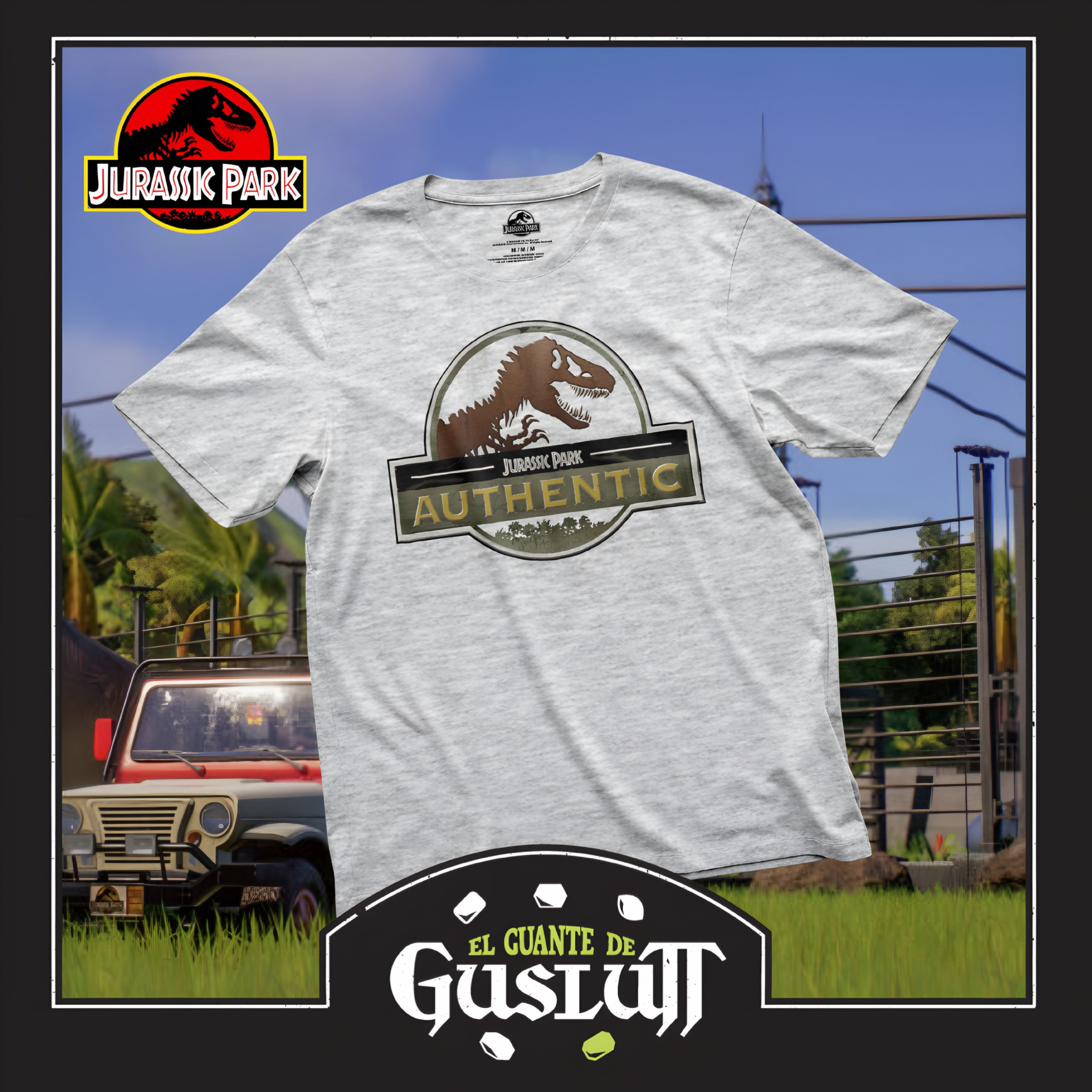 Playera Jurassic Park Authentic Logo Gris