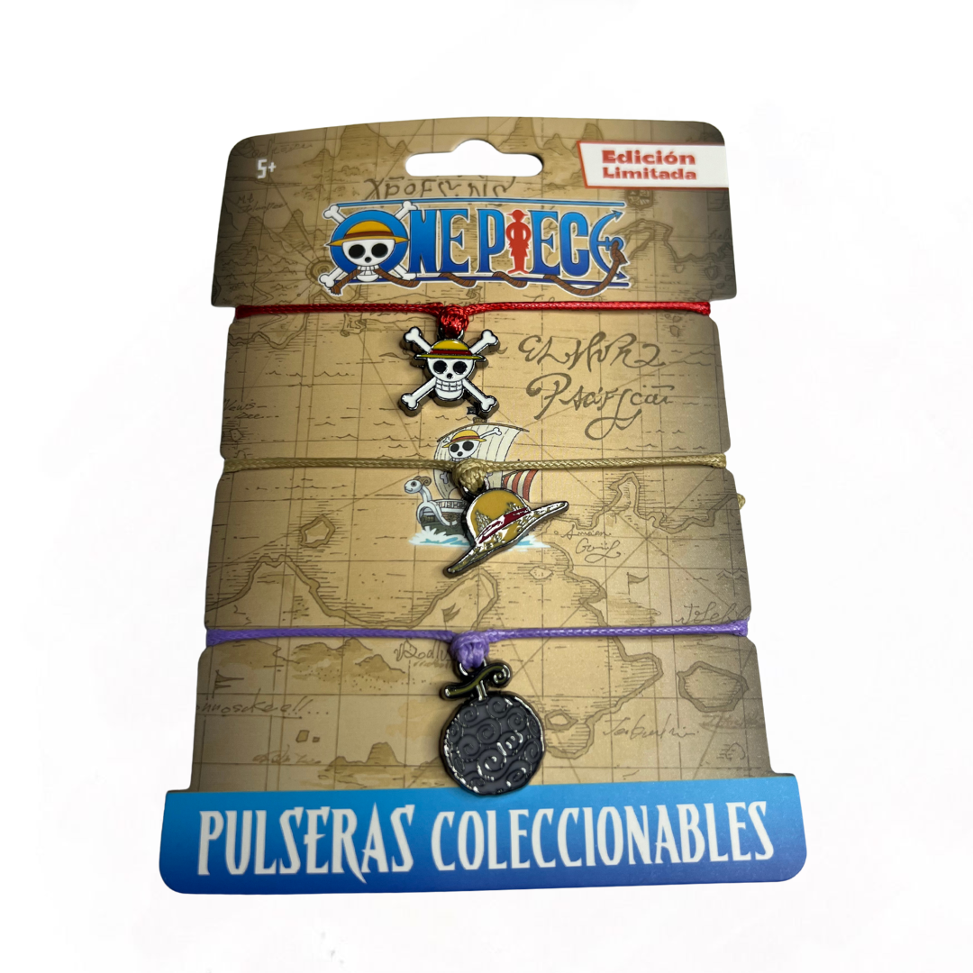Set de Pulseras One Piece Luffy, Sombrero de Paja y Fruta Gomu Gomu Edición Limitada