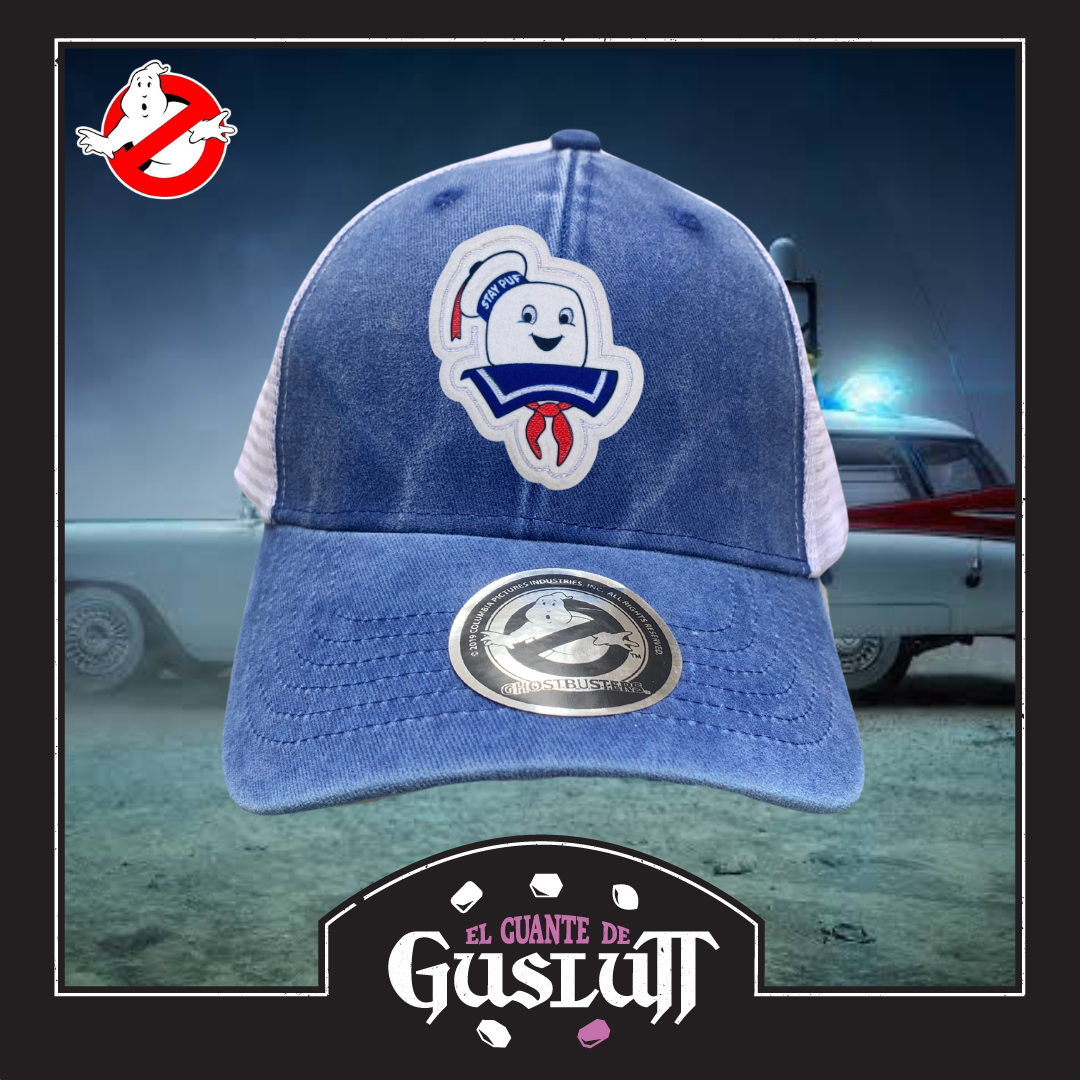 Gorra Los Cazafantasmas Mr. Stay Puft Azul Royal/Blanca Tipo Trucker Deslavada