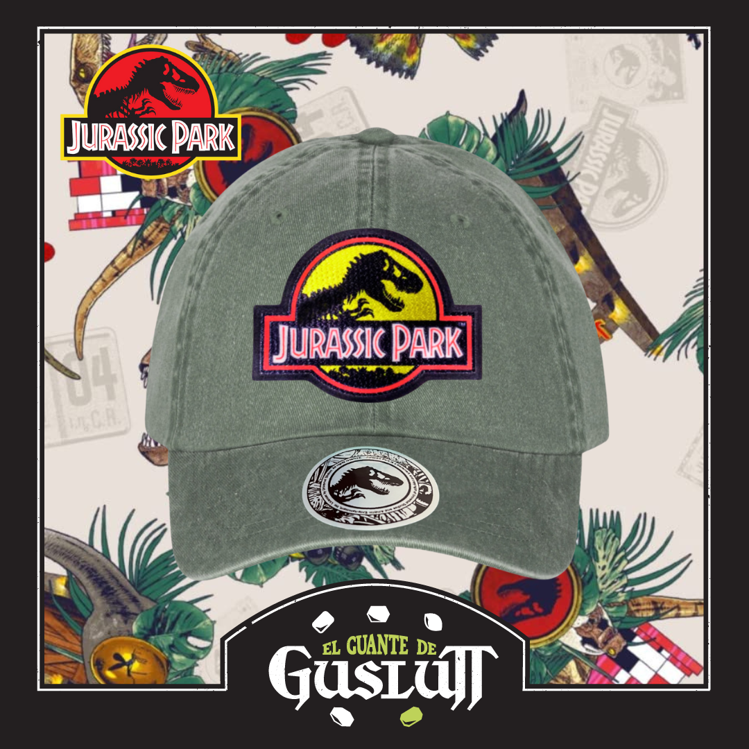 Gorra Jurassic Park Logo Clásico Amarillo Tipo Deslavada