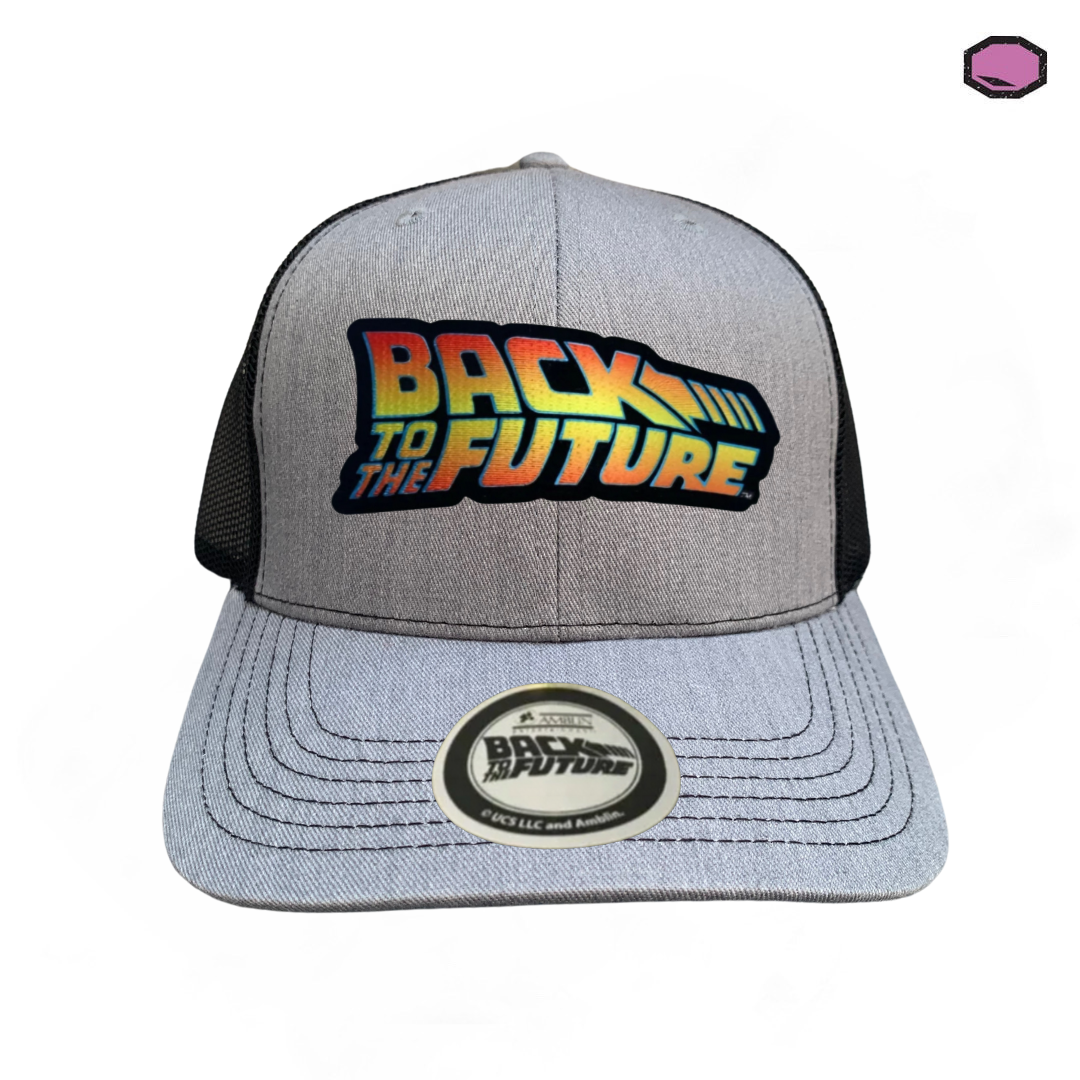 Gorra Back to the Future Logo Clásico Gris/Negra Tipo Trucker Premium