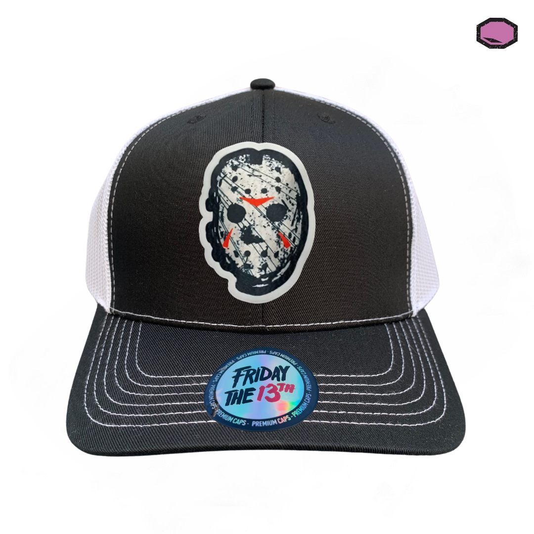Gorra Friday the 13th Jason Voorhees Negra/Blanca Tipo Trucker Premium