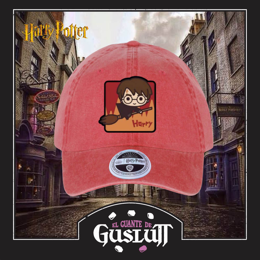 Gorra Harry Potter Chibi Harry Roja Tipo Deslavada