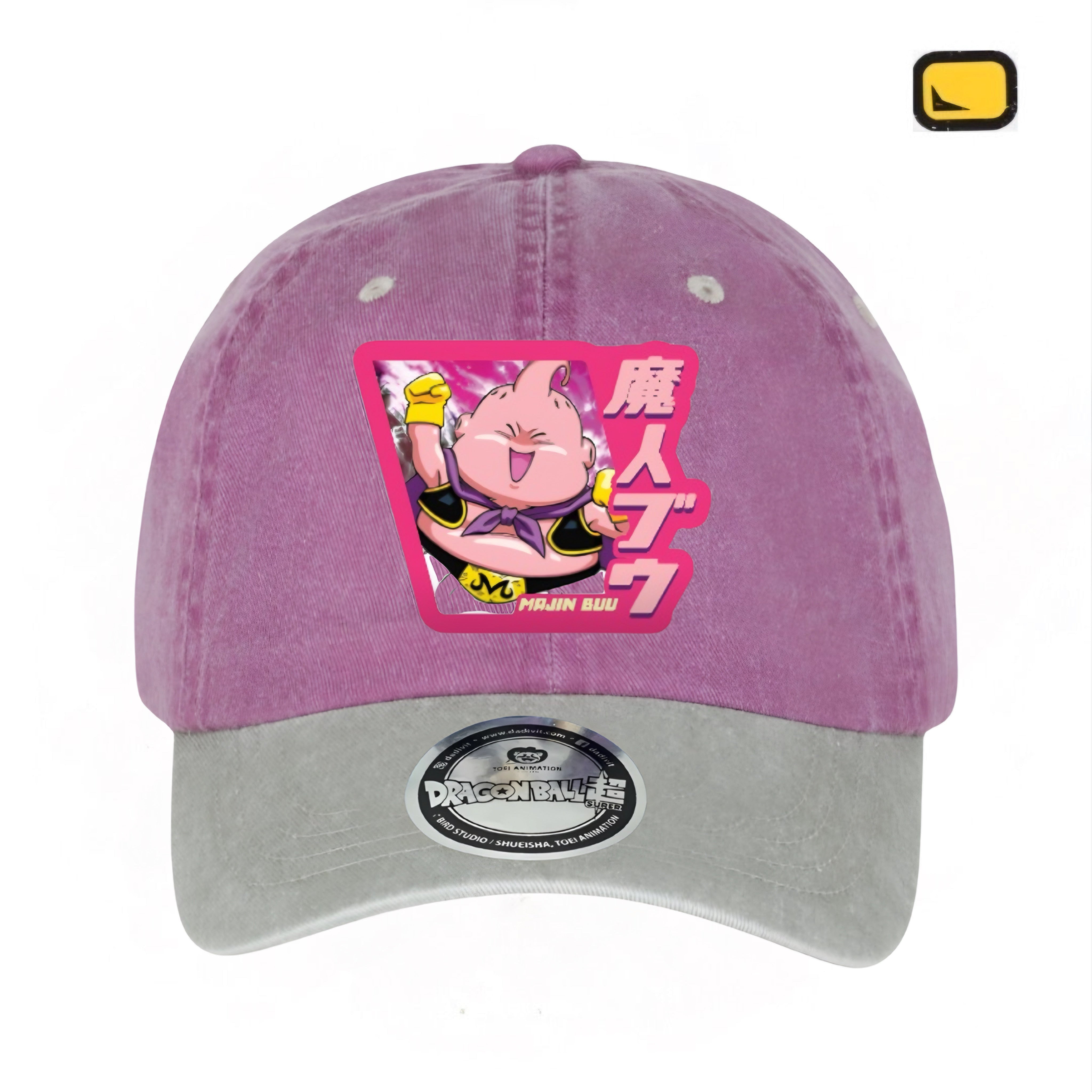 Gorra Dragon Ball Z Chibi Majin Buu Uva/Beige Tipo Deslavada