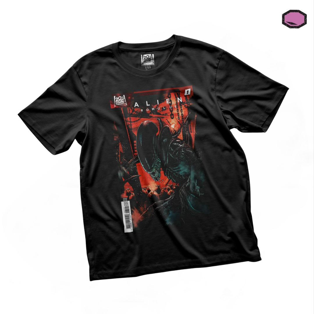 Playera Aliens Portada Cómic Variante Alien Romulus #1 Negra