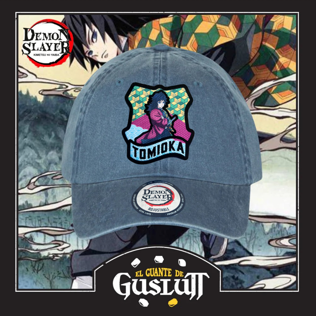 Gorra Demon Slayer: Kimetsu No Yaiba Pilar del Agua Giyu Tomioka Azul Tipo Deslavada
