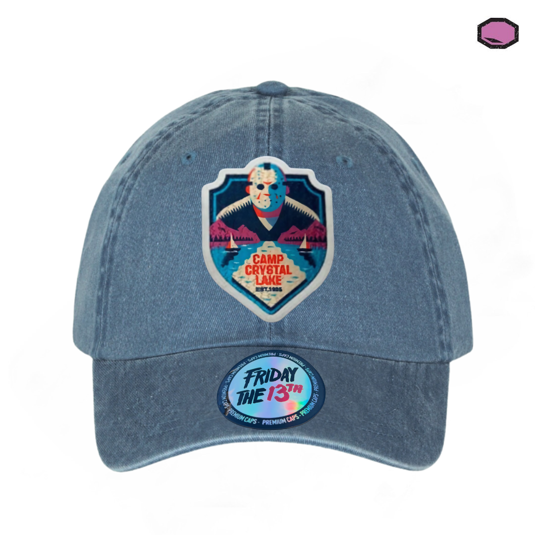 Gorra Friday the 13th Camp Crystal Lake Est. 1935 Azul Tipo Deslavada