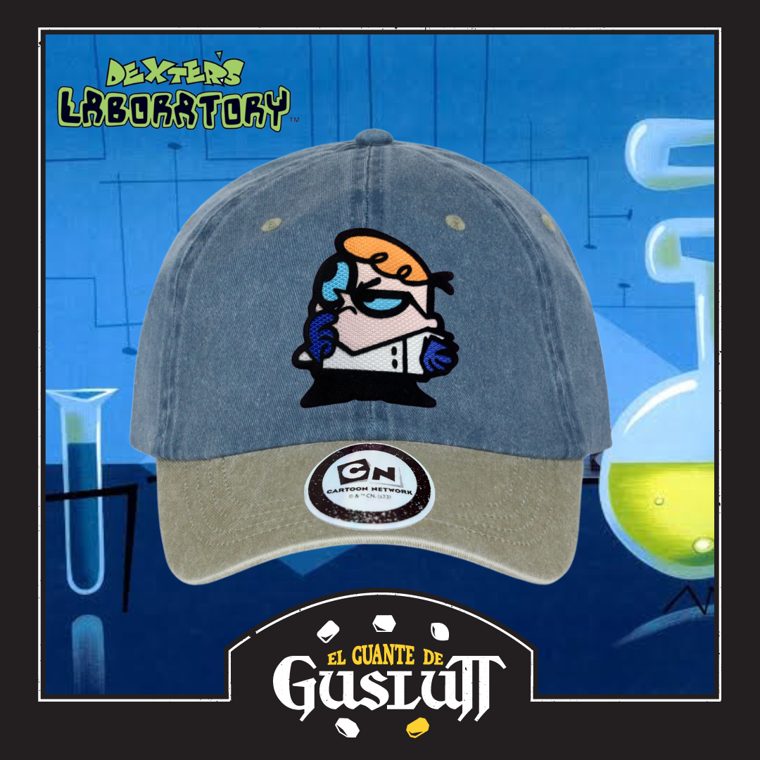 Gorra Cartoon Network Dexter’s Laboratory “Thinking Dexter” Azul-Beige Vintage