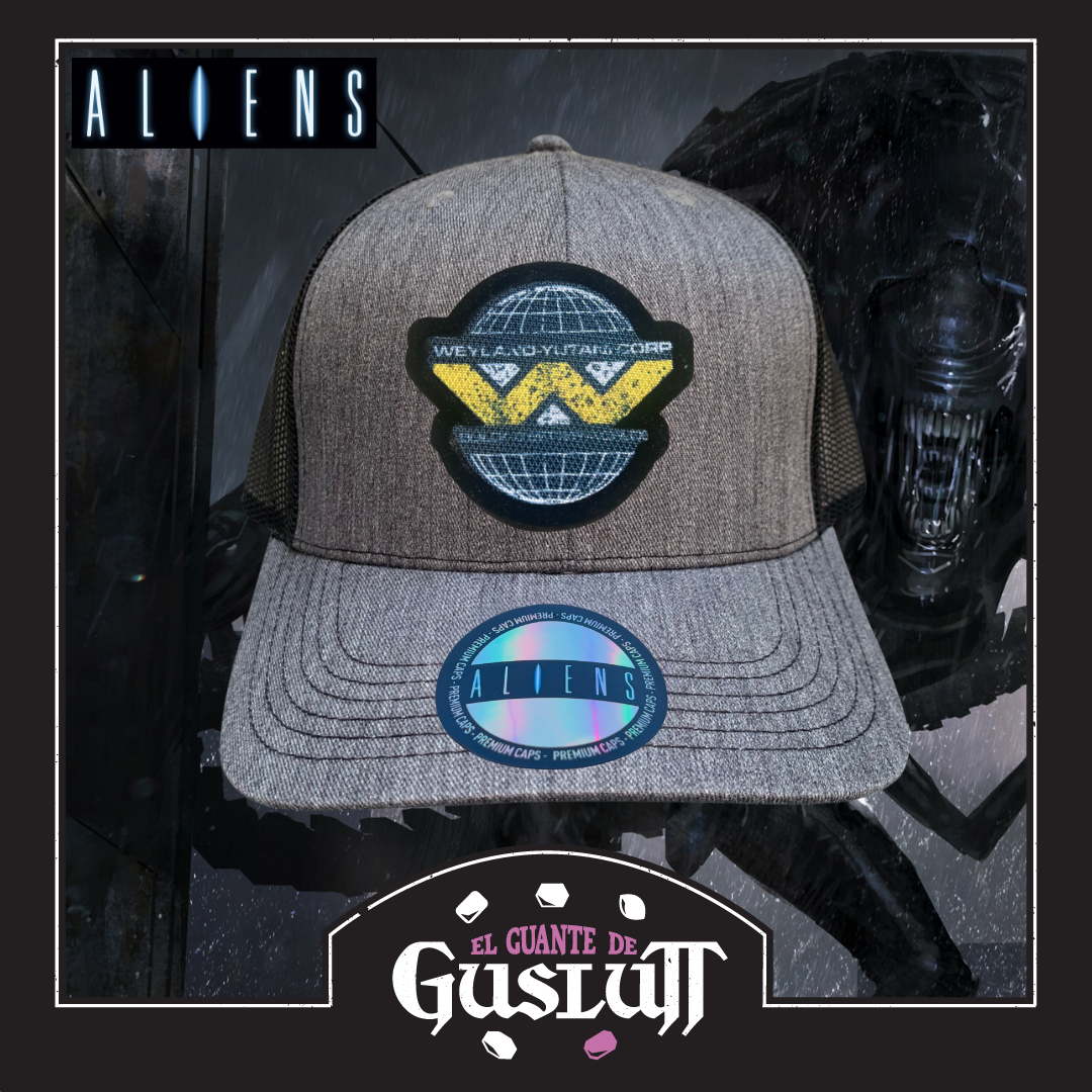 Gorra Aliens Weyland-Yutani Corp Logo Gris/Negra Tipo Trucker Premium
