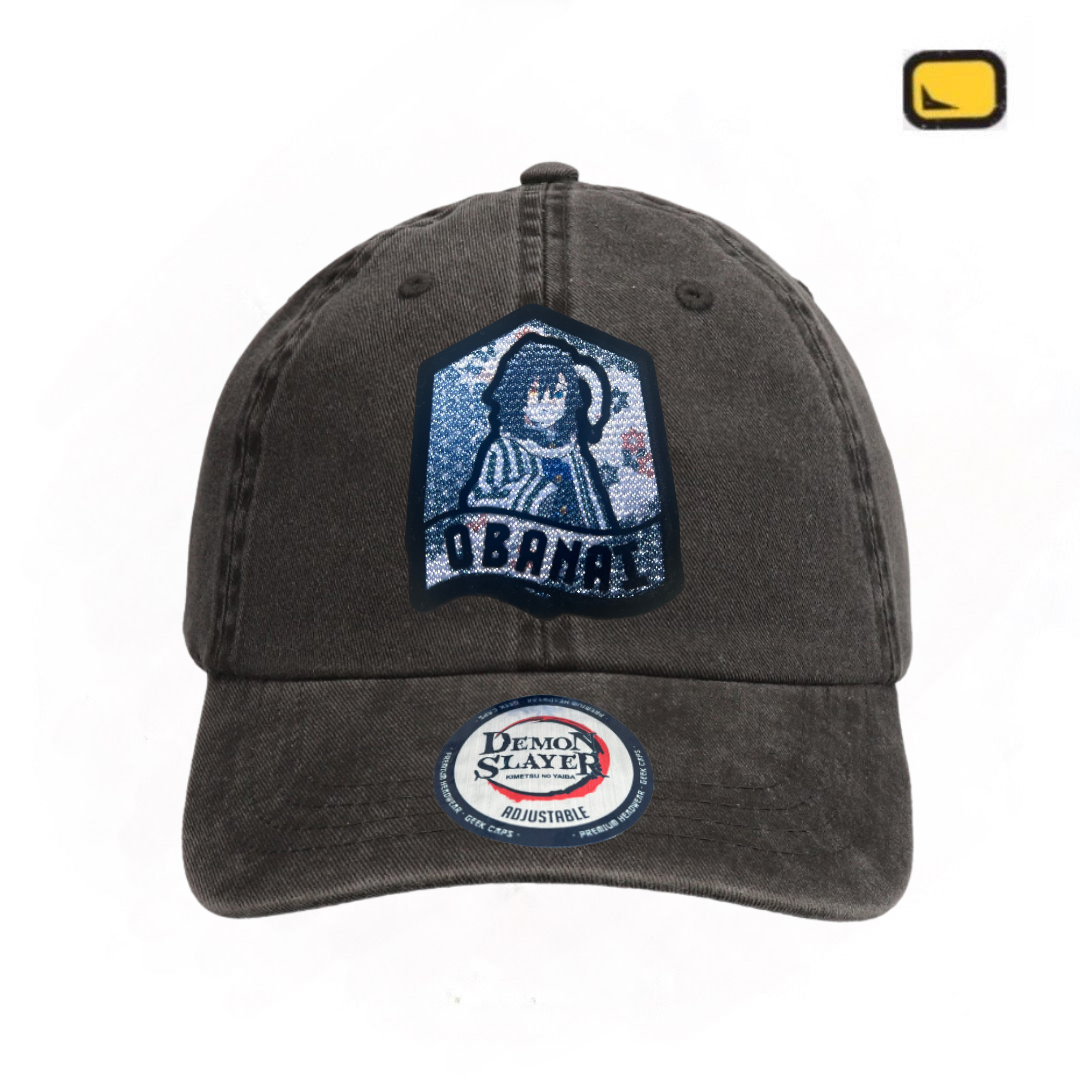 Gorra Demon Slayer: Kimetsu No Yaiba Pilar de la Serpiente Iguro Obanai Gris Tipo Deslavada