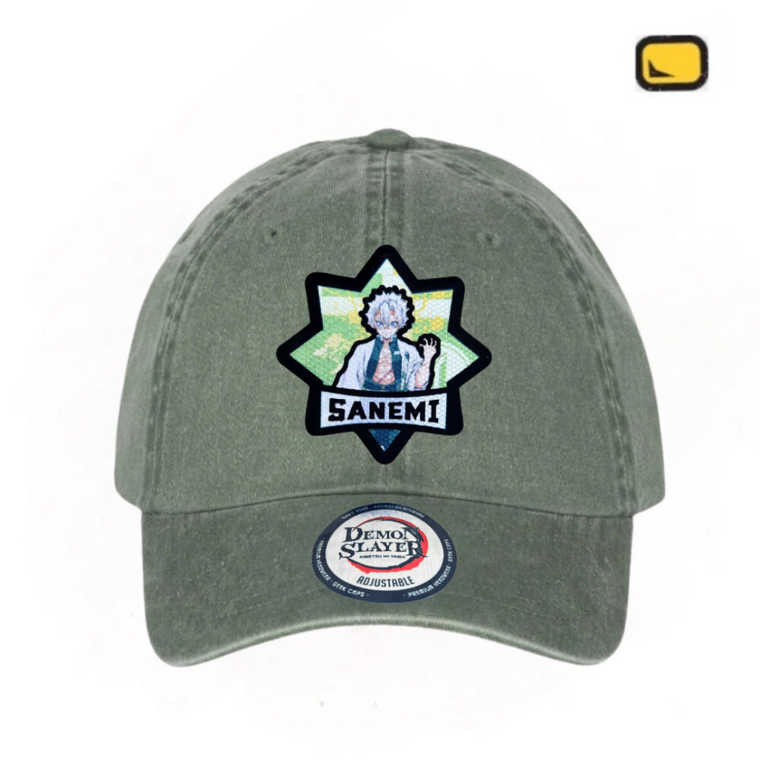 Gorra Demon Slayer: Kimetsu No Yaiba Pilar del Viento Sanemi Shinazugawa Verde Tipo Deslavada