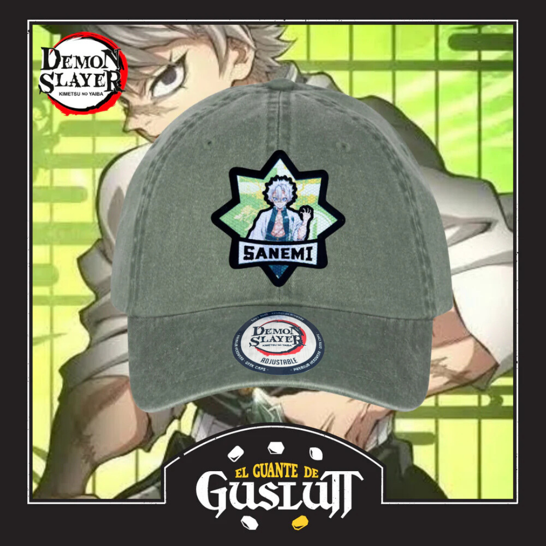 Gorra Demon Slayer: Kimetsu No Yaiba Pilar del Viento Sanemi Shinazugawa Verde Tipo Deslavada