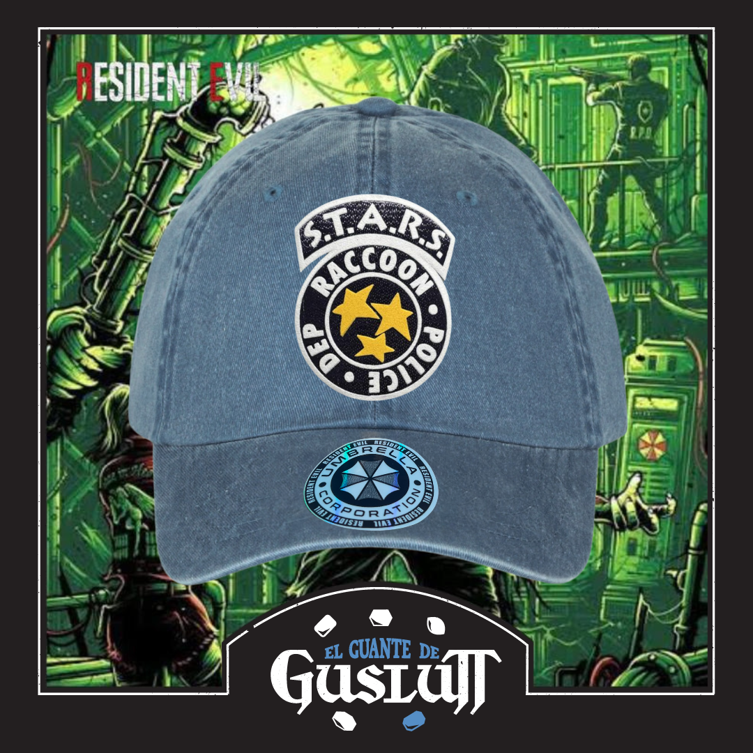 Gorra Resident Evil S.T.A.R.S. Logo Azul Tipo Deslavada