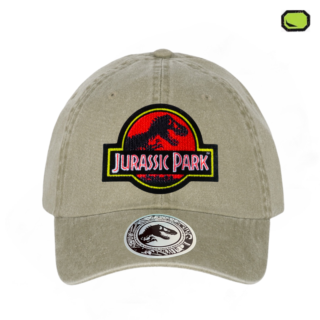 Gorra Jurassic Park Logo Clásico Rojo Tipo Deslavada