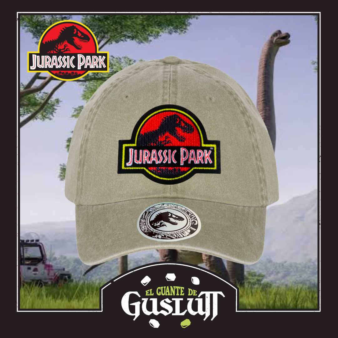 Gorra Jurassic Park Logo Clásico Rojo Tipo Deslavada
