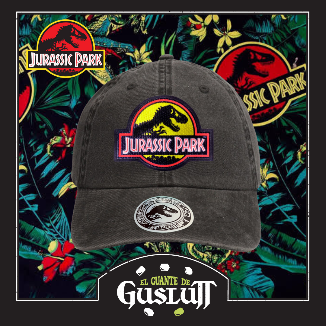 Gorra Jurassic Park Logo Clásico Amarillo Tipo Deslavada