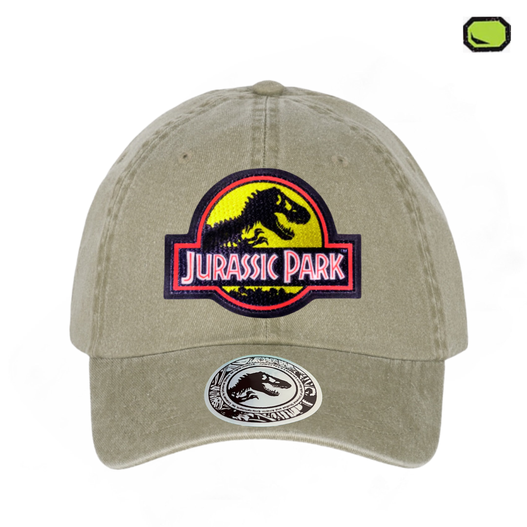 Gorra Jurassic Park Logo Amarillo Tipo Deslavada