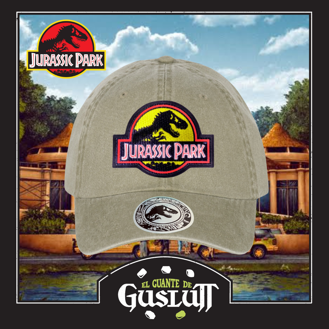 Gorra Jurassic Park Logo Amarillo Tipo Deslavada