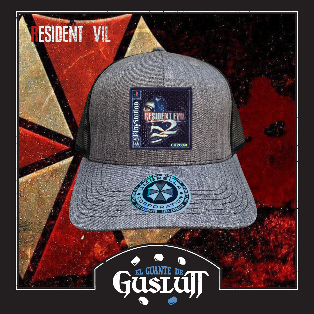 Gorra Resident Evil 2 Game Cover Gris/Negra Tipo Trucker Premium