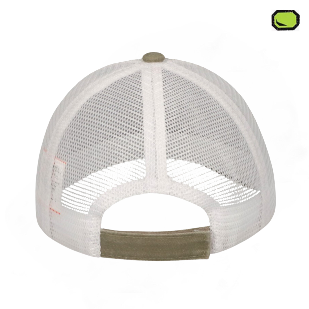 Gorra Jurassic Park Logo Clásico Amarillo Beige/Blanca Tipo Trucker Deslavada