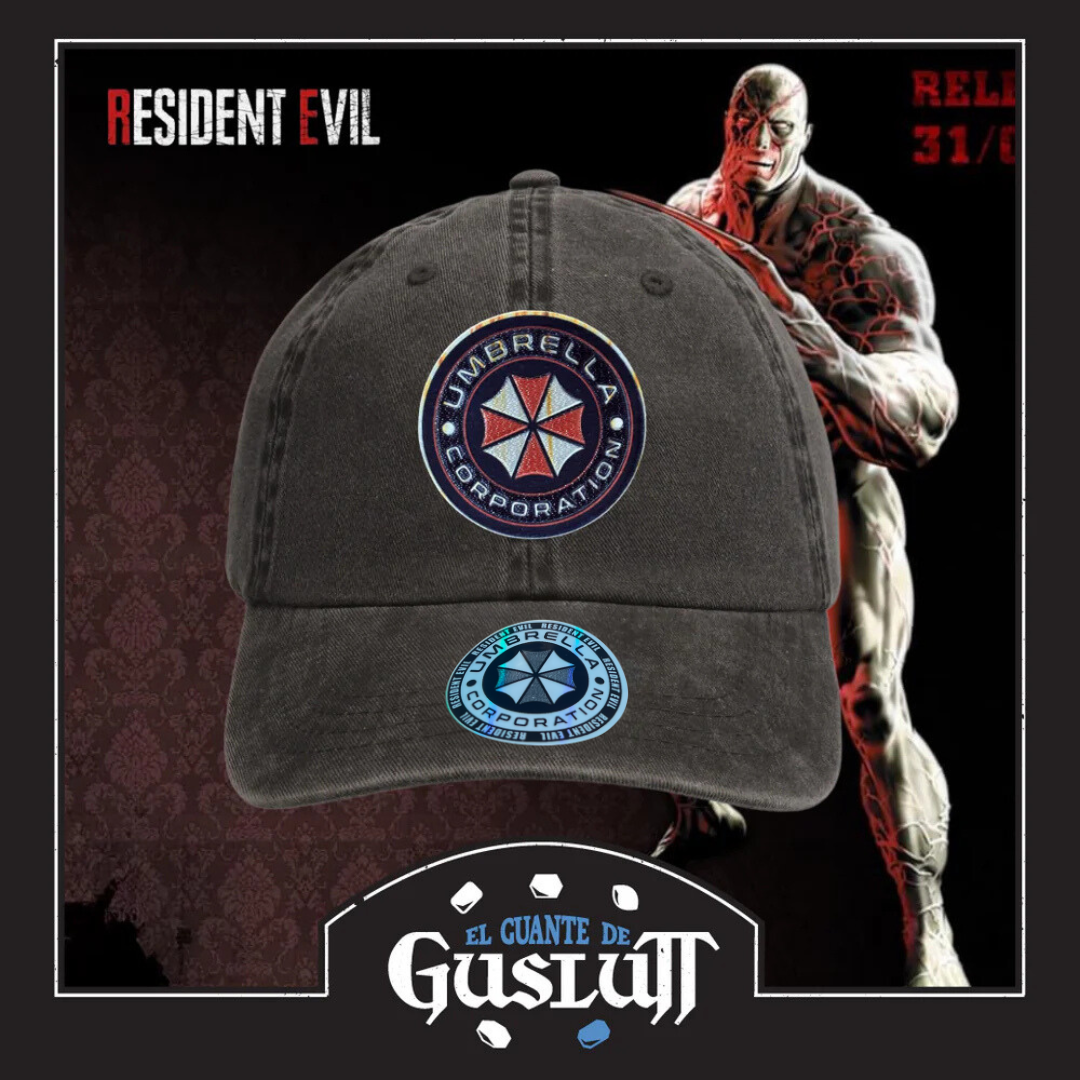 Gorra Resident Evil Umbrella Oxidized Crest Gris Tipo Deslavada
