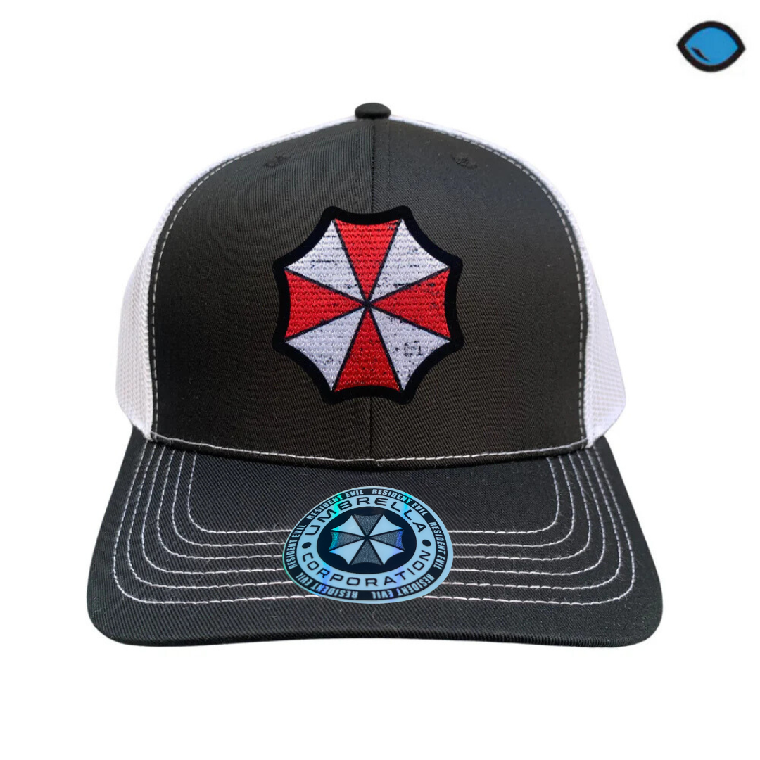 Gorra Resident Evil Umbrella Logo Negra/Blanca Tipo Trucker Premium