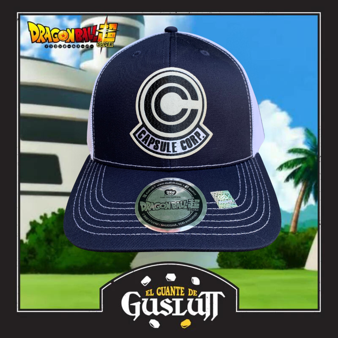 Gorra Dragon Ball Super “Capsule Corp Logo” Azul-Blanca Premium Trucker