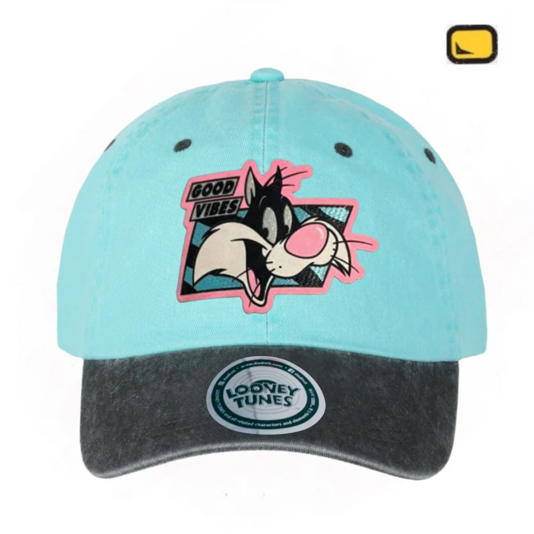 Gorra Looney Tunes “Sylvester Cat Good Vibes” Menta-Negro Vintage