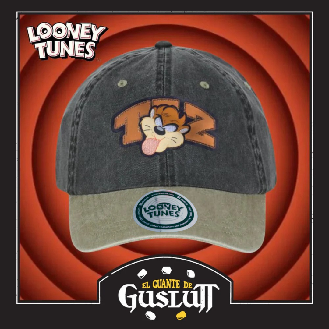 Gorra Looney Tunes Taz Gris/Beige Tipo Deslavada