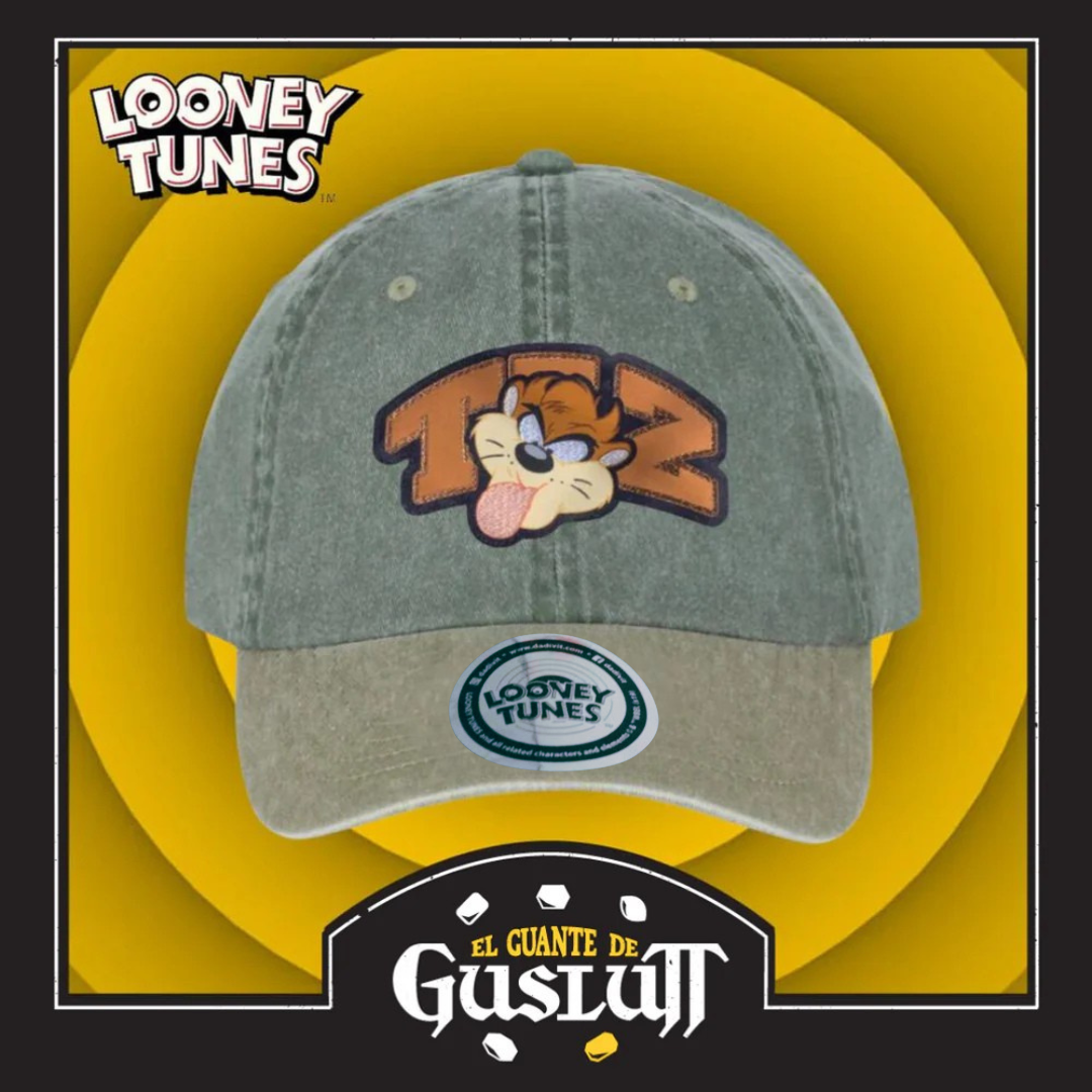Gorra Looney Tunes Taz Verde/Beige Tipo Deslavada
